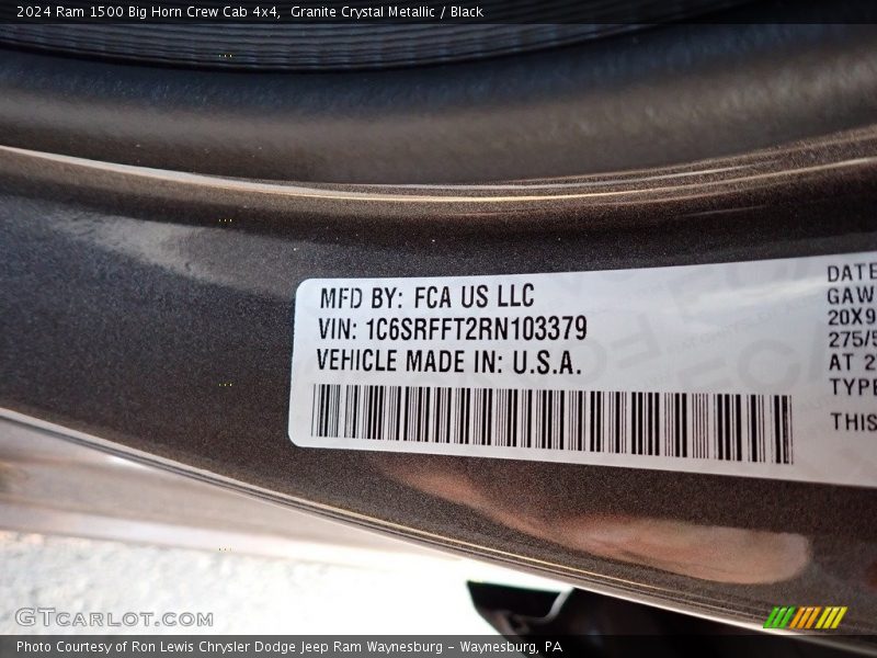 Granite Crystal Metallic / Black 2024 Ram 1500 Big Horn Crew Cab 4x4