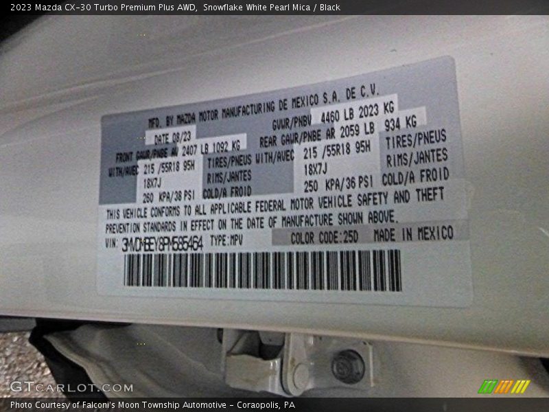 2023 CX-30 Turbo Premium Plus AWD Snowflake White Pearl Mica Color Code 25D