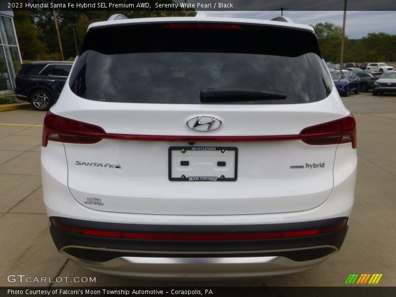 Serenity White Pearl / Black 2023 Hyundai Santa Fe Hybrid SEL Premium AWD