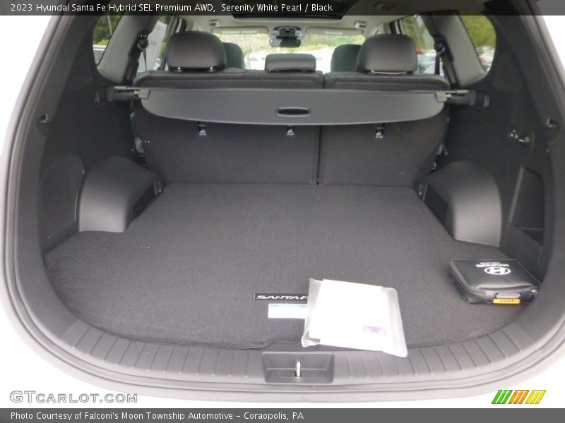 Serenity White Pearl / Black 2023 Hyundai Santa Fe Hybrid SEL Premium AWD