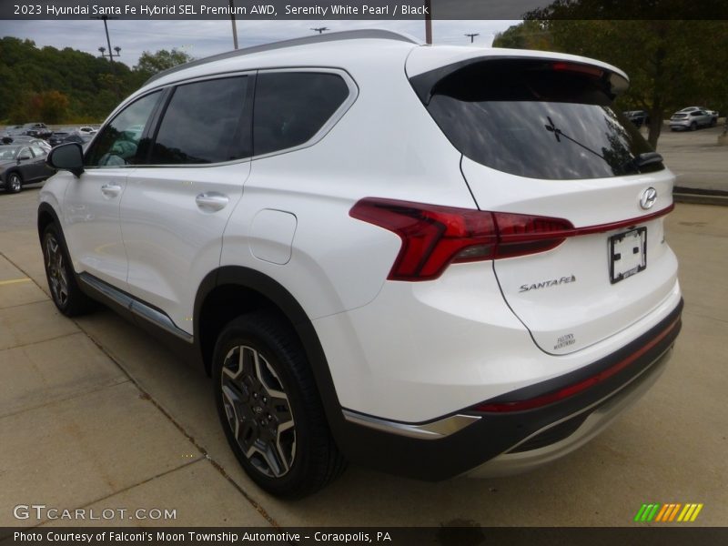 Serenity White Pearl / Black 2023 Hyundai Santa Fe Hybrid SEL Premium AWD