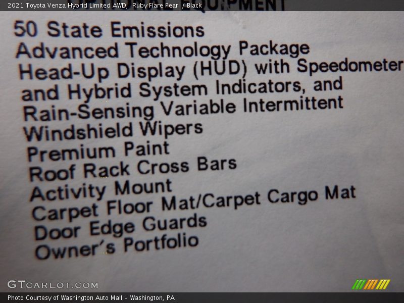 Ruby Flare Pearl / Black 2021 Toyota Venza Hybrid Limited AWD