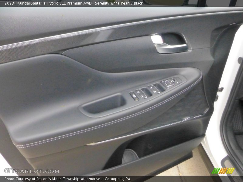 Serenity White Pearl / Black 2023 Hyundai Santa Fe Hybrid SEL Premium AWD