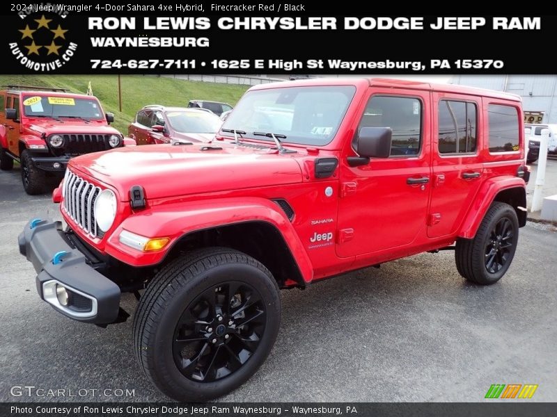 Firecracker Red / Black 2024 Jeep Wrangler 4-Door Sahara 4xe Hybrid
