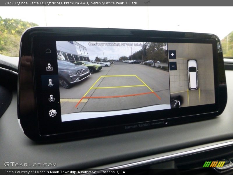 Serenity White Pearl / Black 2023 Hyundai Santa Fe Hybrid SEL Premium AWD