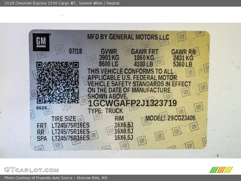 Summit White / Neutral 2018 Chevrolet Express 2500 Cargo WT