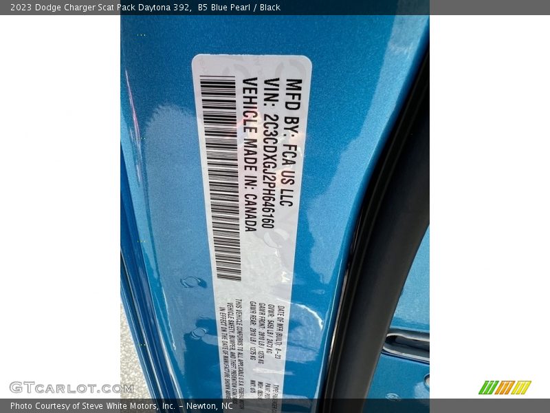 2023 Charger Scat Pack Daytona 392 B5 Blue Pearl Color Code PQD