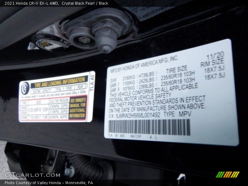 Crystal Black Pearl / Black 2021 Honda CR-V EX-L AWD