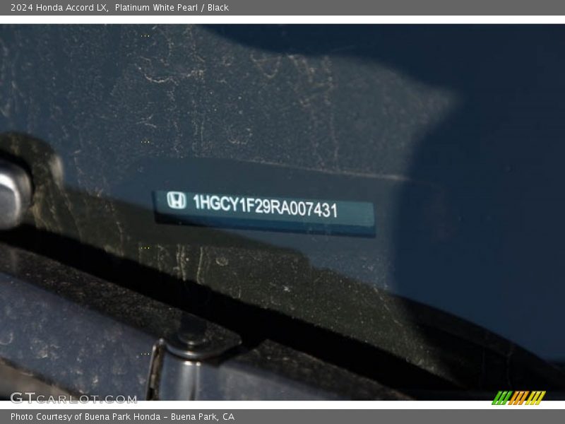 Platinum White Pearl / Black 2024 Honda Accord LX