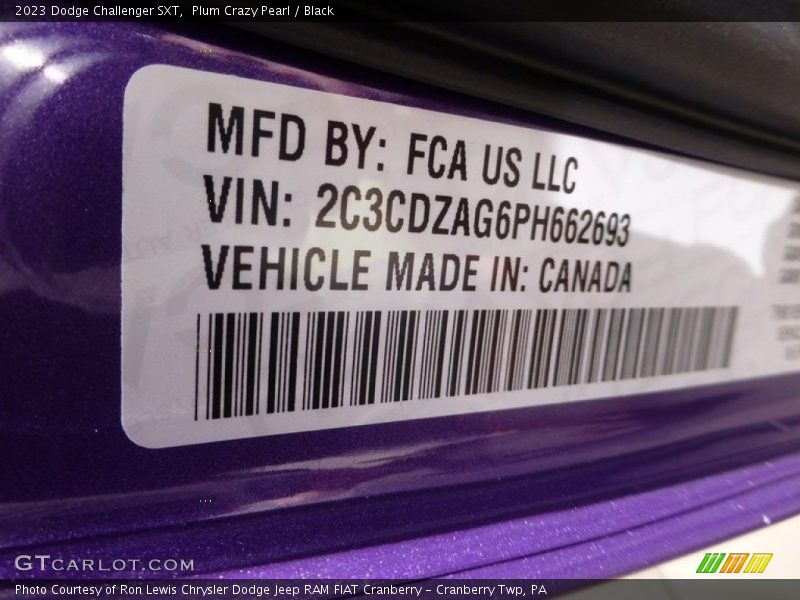 Plum Crazy Pearl / Black 2023 Dodge Challenger SXT