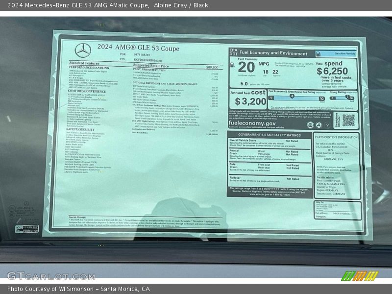  2024 GLE 53 AMG 4Matic Coupe Window Sticker
