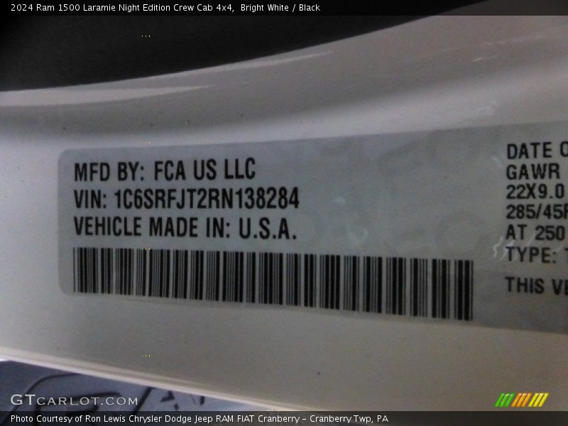 Bright White / Black 2024 Ram 1500 Laramie Night Edition Crew Cab 4x4