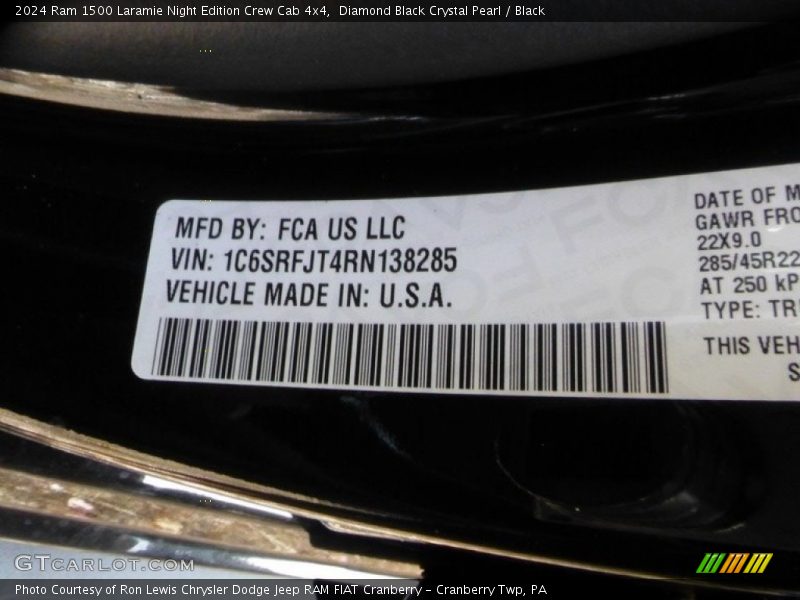 Diamond Black Crystal Pearl / Black 2024 Ram 1500 Laramie Night Edition Crew Cab 4x4