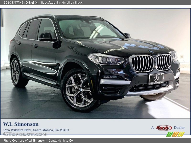 Black Sapphire Metallic / Black 2020 BMW X3 sDrive30i