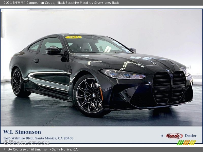 Black Sapphire Metallic / Silverstone/Black 2021 BMW M4 Competition Coupe