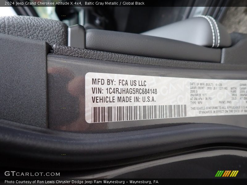 2024 Grand Cherokee Altitude X 4x4 Baltic Gray Metallic Color Code PAS