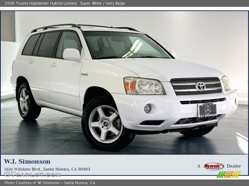 Super White / Ivory Beige 2006 Toyota Highlander Hybrid Limited
