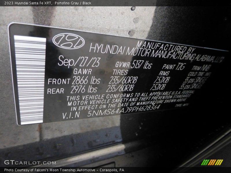 2023 Santa Fe XRT Portofino Gray Color Code T2G