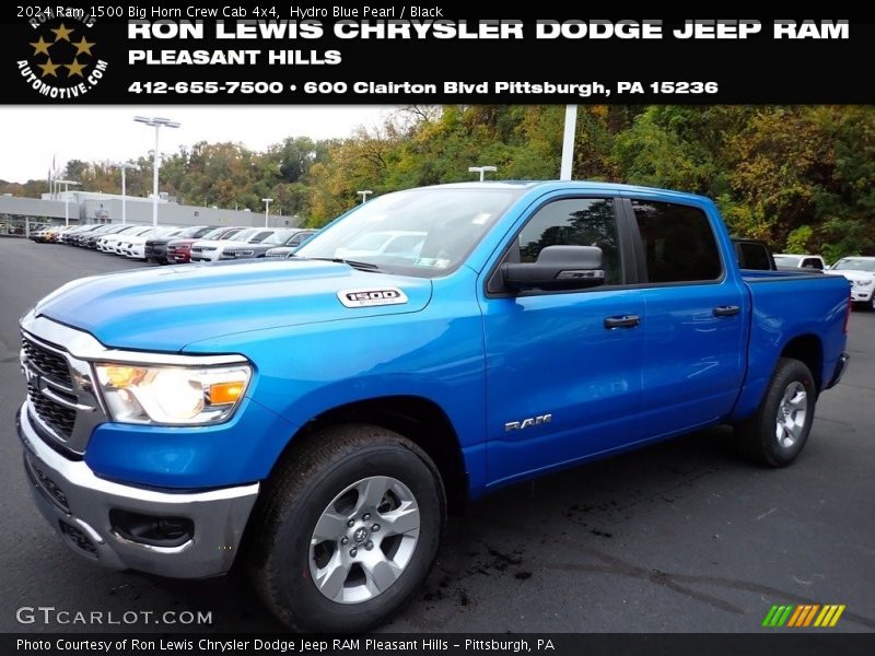 Hydro Blue Pearl / Black 2024 Ram 1500 Big Horn Crew Cab 4x4