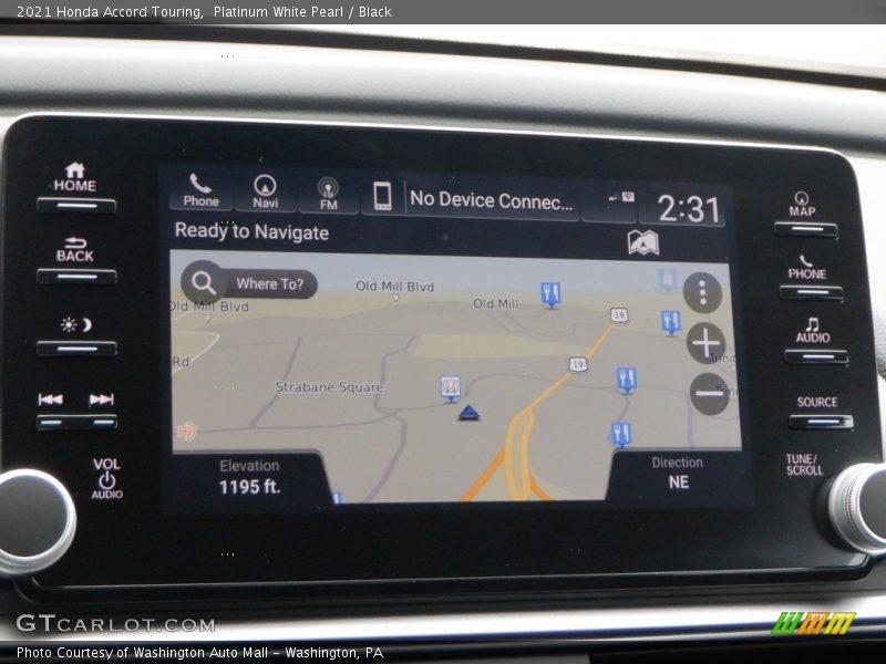 Navigation of 2021 Accord Touring