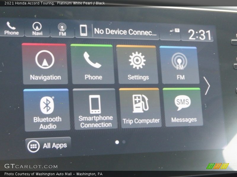 Platinum White Pearl / Black 2021 Honda Accord Touring