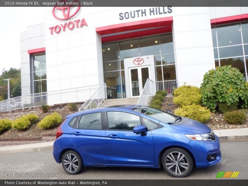 Aegean Blue Metallic / Black 2019 Honda Fit EX