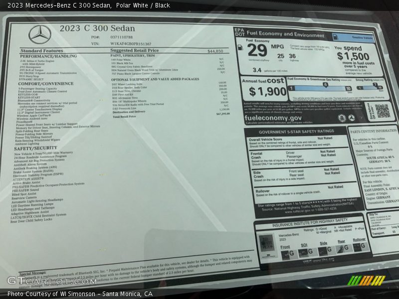 Polar White / Black 2023 Mercedes-Benz C 300 Sedan