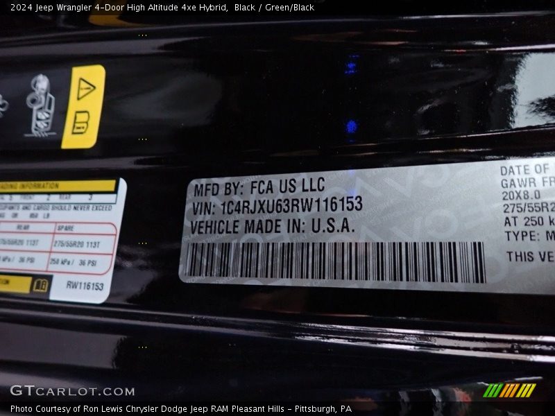Black / Green/Black 2024 Jeep Wrangler 4-Door High Altitude 4xe Hybrid