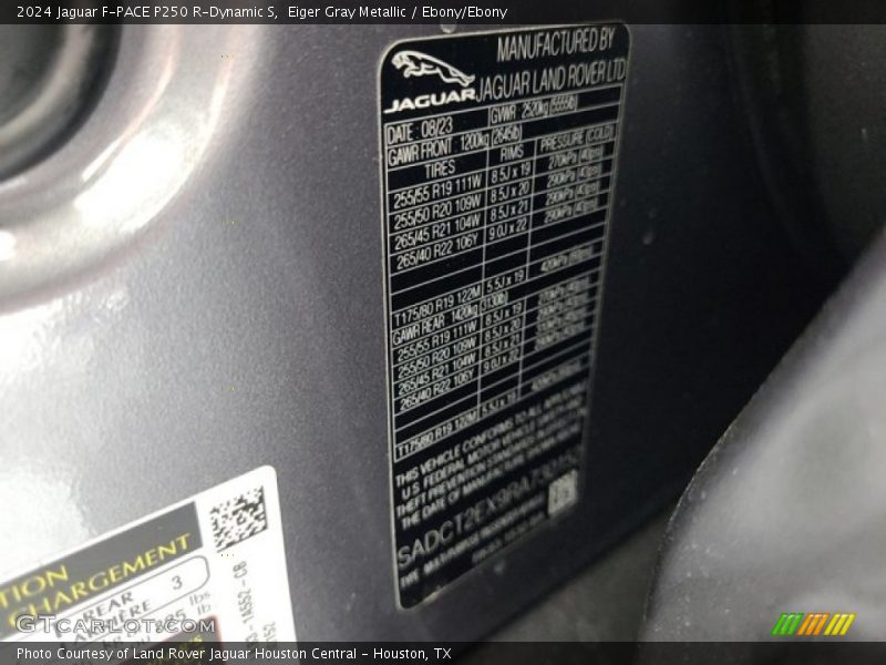 Eiger Gray Metallic / Ebony/Ebony 2024 Jaguar F-PACE P250 R-Dynamic S