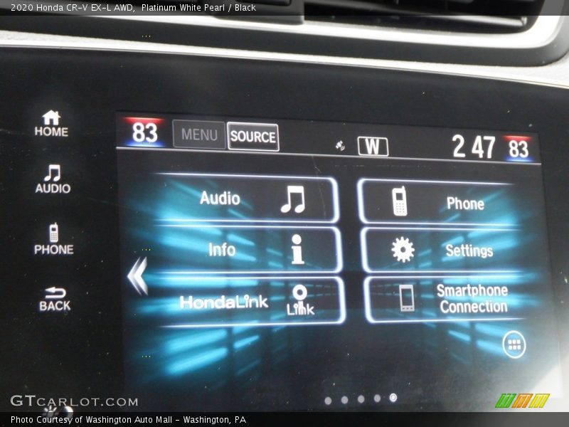 Platinum White Pearl / Black 2020 Honda CR-V EX-L AWD