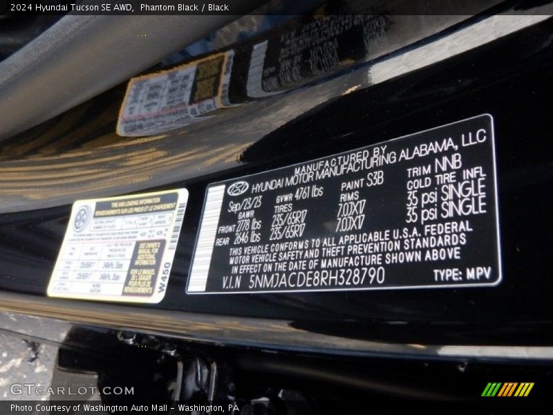 Phantom Black / Black 2024 Hyundai Tucson SE AWD