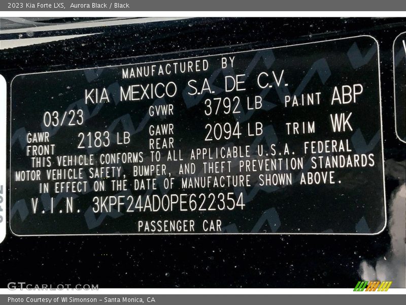 2023 Forte LXS Aurora Black Color Code ABP