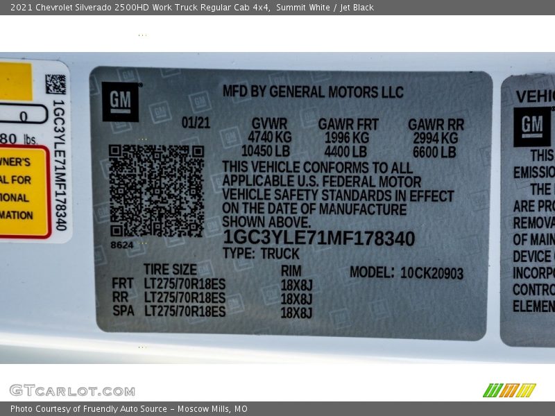 Summit White / Jet Black 2021 Chevrolet Silverado 2500HD Work Truck Regular Cab 4x4