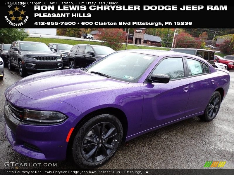 Plum Crazy Pearl / Black 2023 Dodge Charger SXT AWD Blacktop