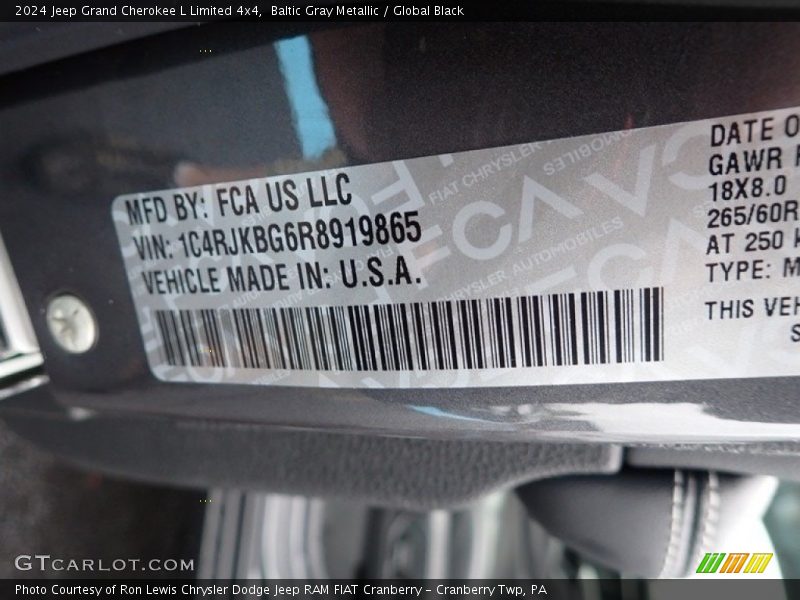 Baltic Gray Metallic / Global Black 2024 Jeep Grand Cherokee L Limited 4x4