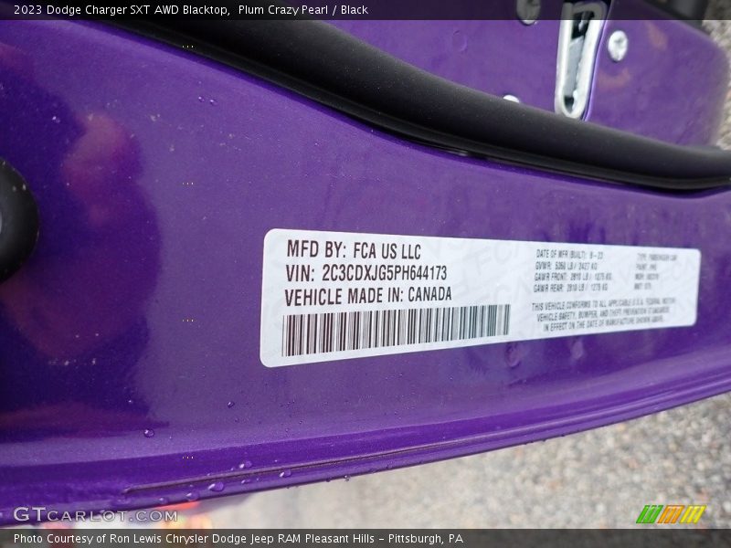 Plum Crazy Pearl / Black 2023 Dodge Charger SXT AWD Blacktop