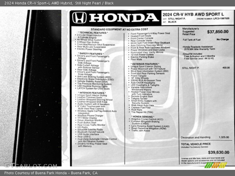  2024 CR-V Sport-L AWD Hybrid Window Sticker