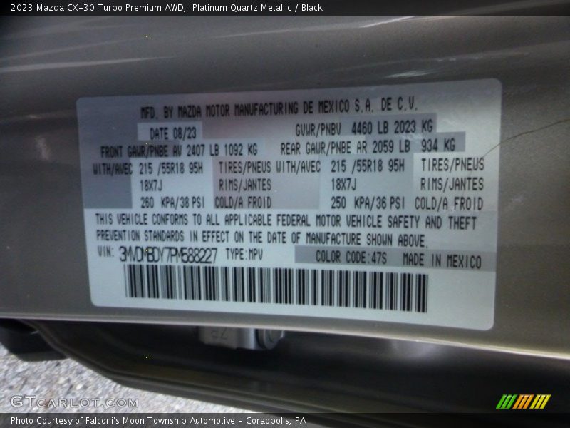 2023 CX-30 Turbo Premium AWD Platinum Quartz Metallic Color Code 47S