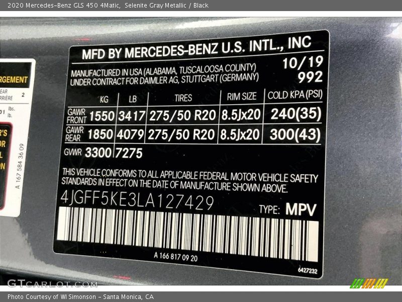 Selenite Gray Metallic / Black 2020 Mercedes-Benz GLS 450 4Matic