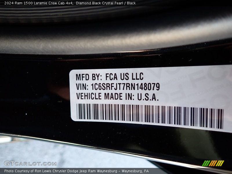 Diamond Black Crystal Pearl / Black 2024 Ram 1500 Laramie Crew Cab 4x4