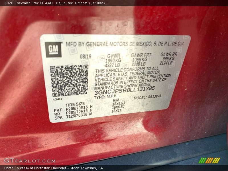 Cajun Red Tintcoat / Jet Black 2020 Chevrolet Trax LT AWD