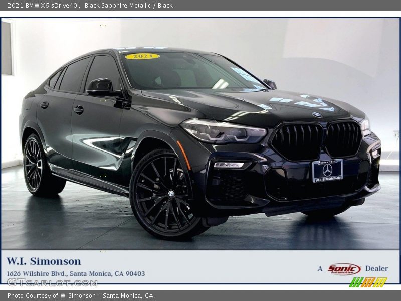 Black Sapphire Metallic / Black 2021 BMW X6 sDrive40i