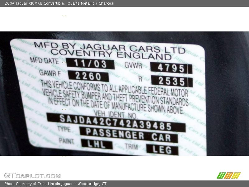 Quartz Metallic / Charcoal 2004 Jaguar XK XK8 Convertible