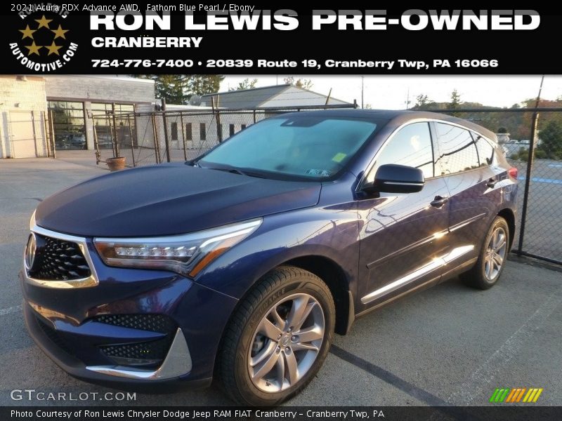 Fathom Blue Pearl / Ebony 2021 Acura RDX Advance AWD