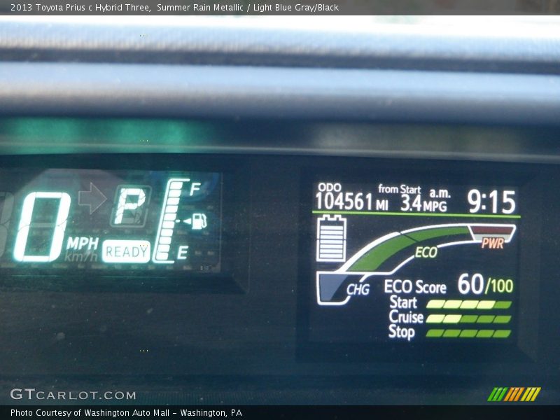 Summer Rain Metallic / Light Blue Gray/Black 2013 Toyota Prius c Hybrid Three