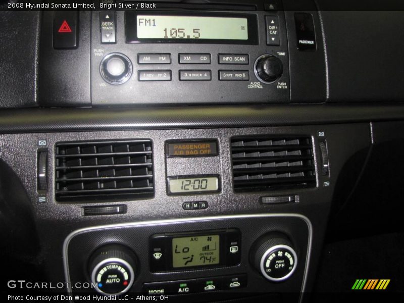 Bright Silver / Black 2008 Hyundai Sonata Limited