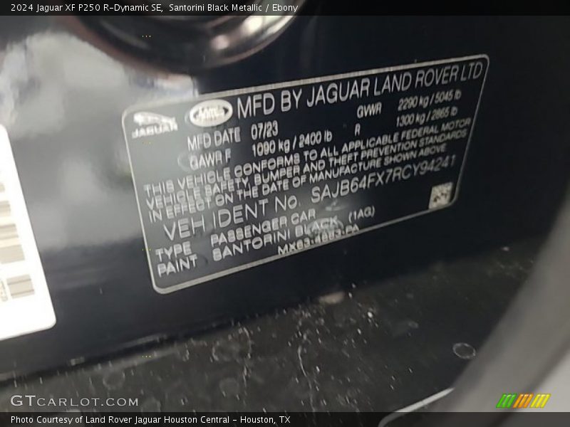 2024 XF P250 R-Dynamic SE Santorini Black Metallic Color Code 1AG