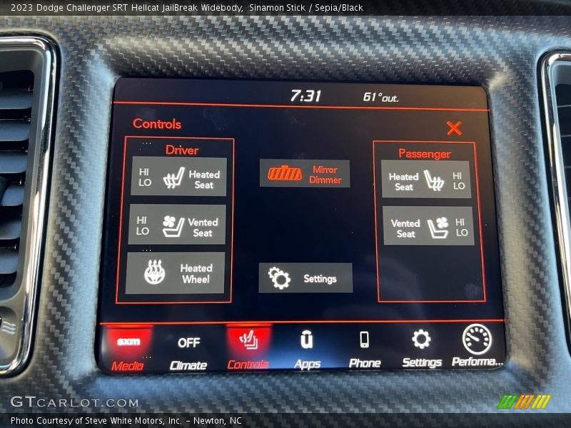 Controls of 2023 Challenger SRT Hellcat JailBreak Widebody