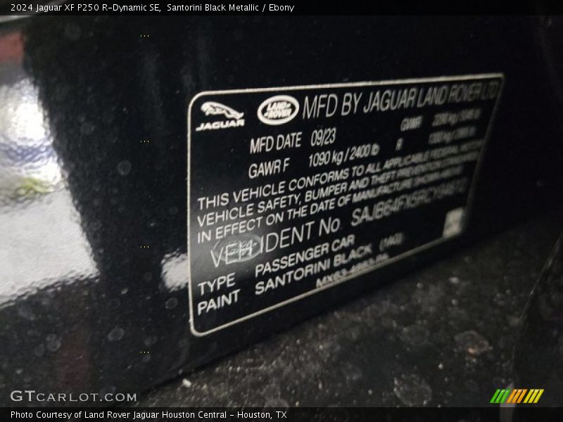 2024 XF P250 R-Dynamic SE Santorini Black Metallic Color Code 1AG