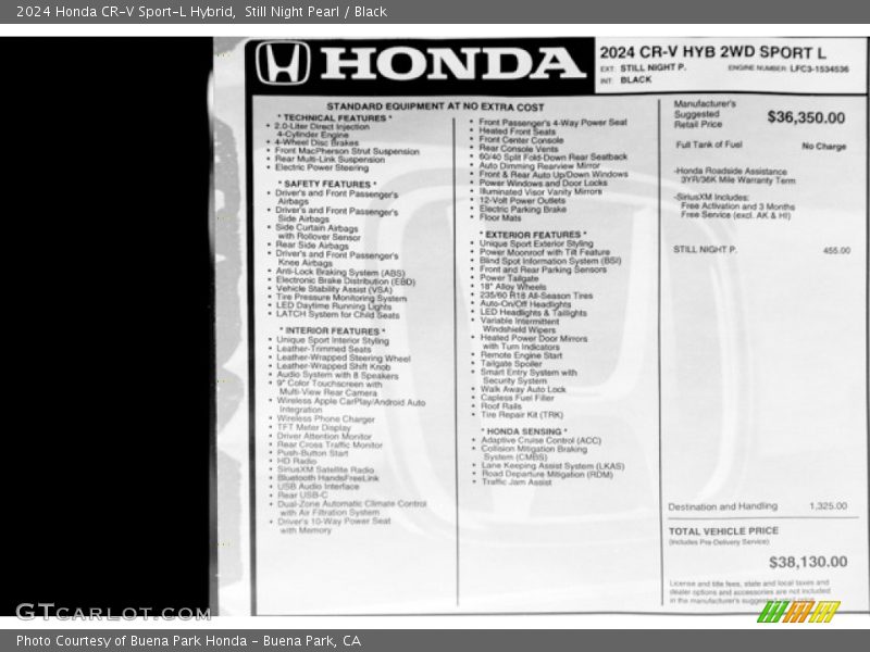  2024 CR-V Sport-L Hybrid Window Sticker